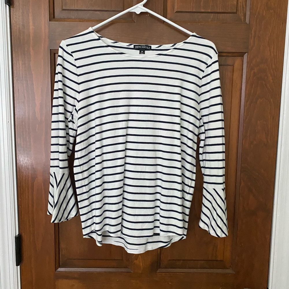 J Crew medium striped bell sleeve top